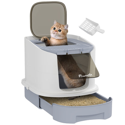 Enclosed Cat Litter Box with Lid, Scoop, Top Entry, Deodorization Bags, Drawer Type Cat Litter Tray, Easy to Clean, Grey Cat Litter Box Enclosures at Gallery Canada