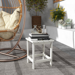 Side Table, Square Patio End Table, Weather Resistant 15" Outdoor HDPE Table for Porch, Balcony, White Patio Side Tables White at Gallery Canada