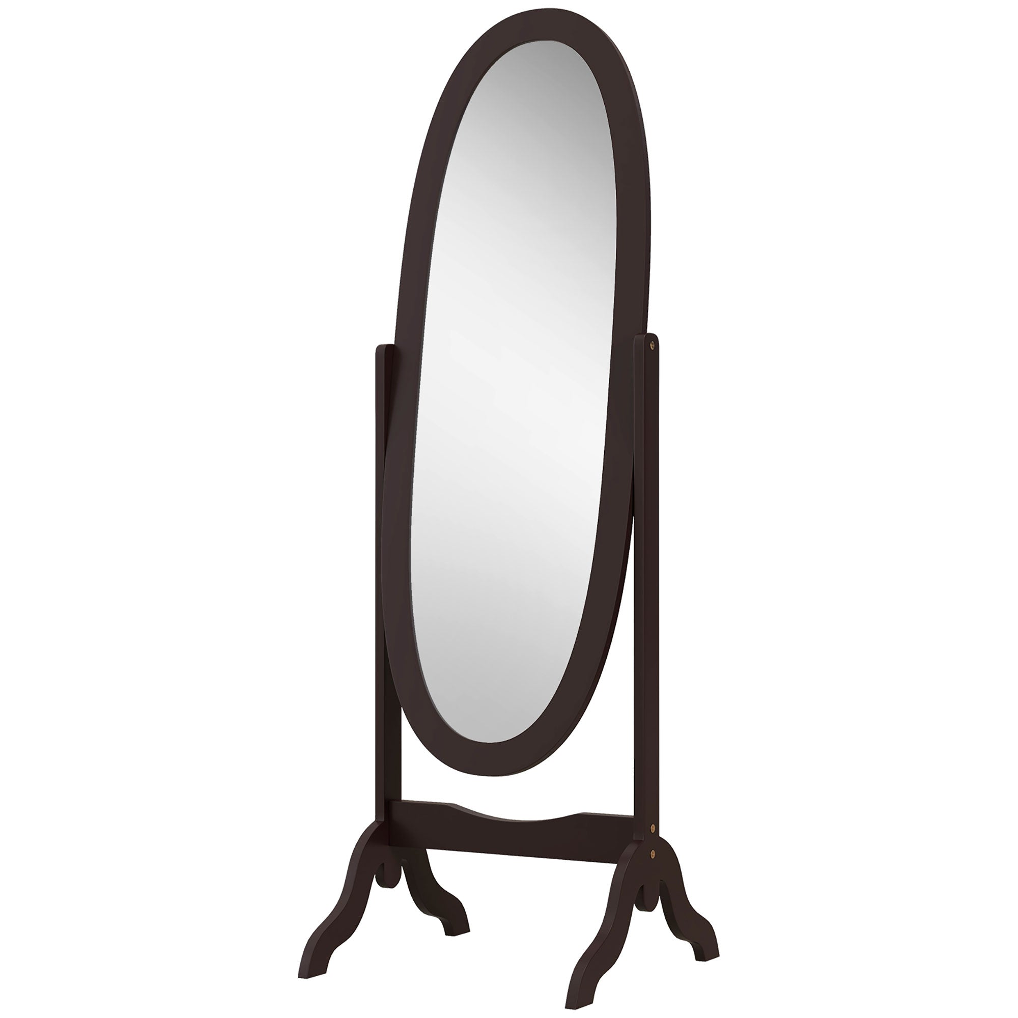 Floor Standing Mirror Full Length Mirror with Adjustable Angle Oval Frame for Dressing Room Bedroom Living Room Coffee - Gallery Canada