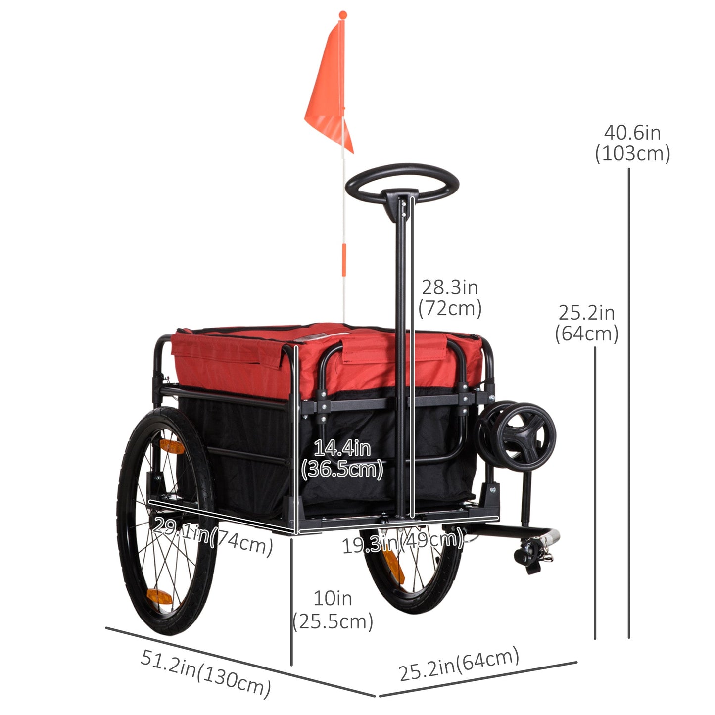 Bike Cargo Trailer &; Wagon Cart, Multi-Use Garden Cart with Removable Box, 20'' Big Wheels, Reflectors, Hitch and Handle, Red Bike Cargo Trailers   at Gallery Canada