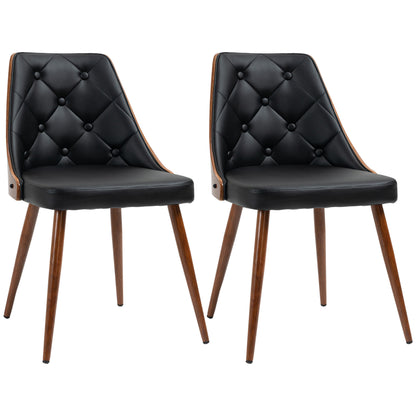 Dining Chairs Set of 2, Tufted Kitchen Chairs, PU Leather Upholstered Seats and Steel Legs for Dining Room, Black Bar Stools   at Gallery Canada