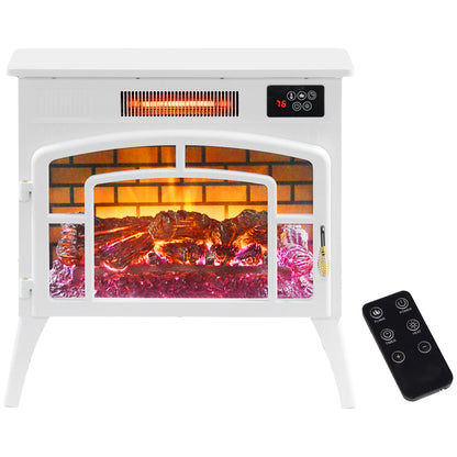 Electric Fireplace Stove, Infrared Fireplace Heater with Realistic Flame, Adjustable Temperature, 1500W, White Electric Fireplaces   at Gallery Canada