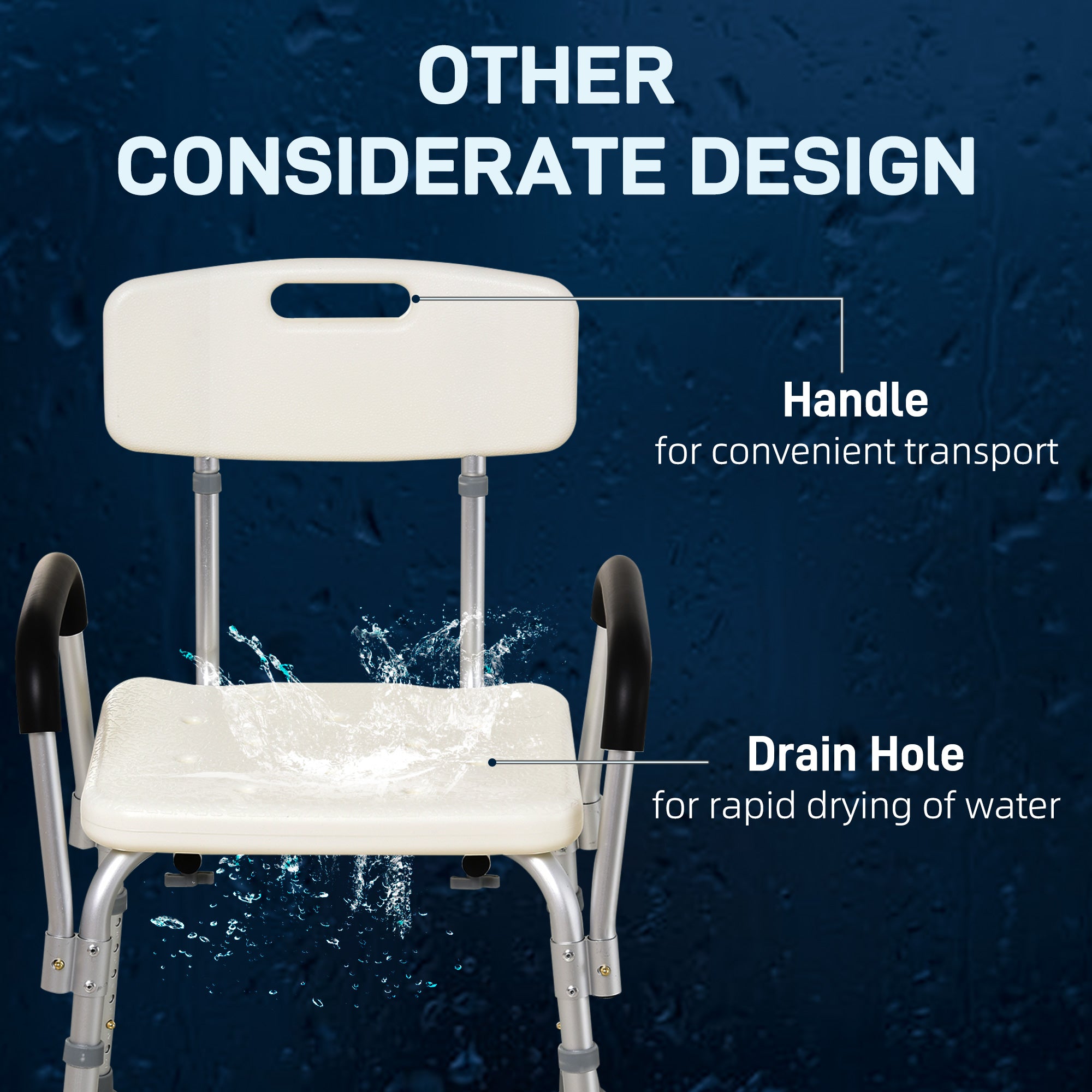 Adjustable Medical Shower Chair with Back, Bathtub Bench Bath Seat with Padded Arms, Non Slip Tub Safety for Disabled, Seniors, Elderly Bath Chairs at Gallery Canada