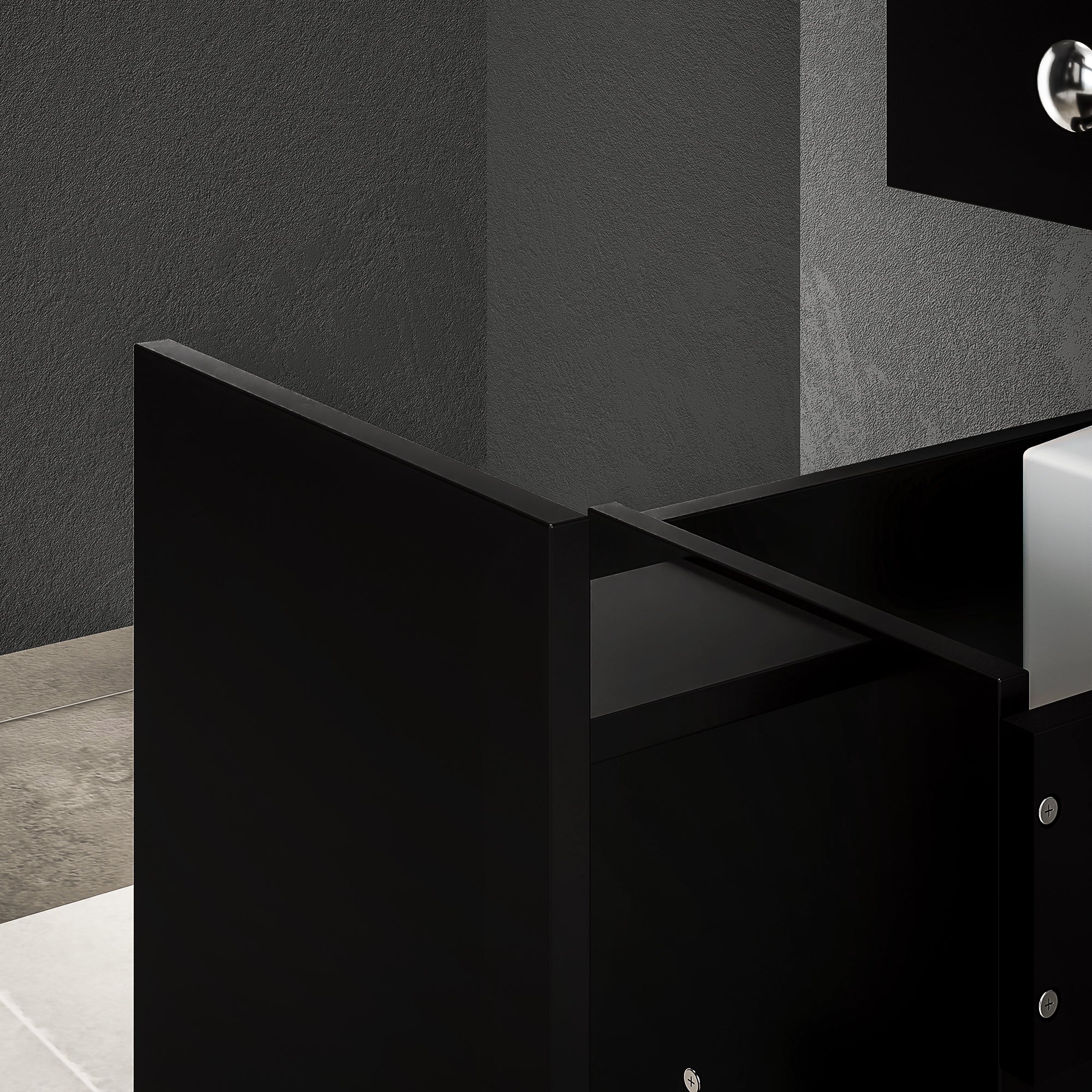 Space Saving Toilet Paper Cabinet, Narrow Bathroom Cabinet with Drawers and Hidden Storage, Black Bathroom Cabinets at Gallery Canada