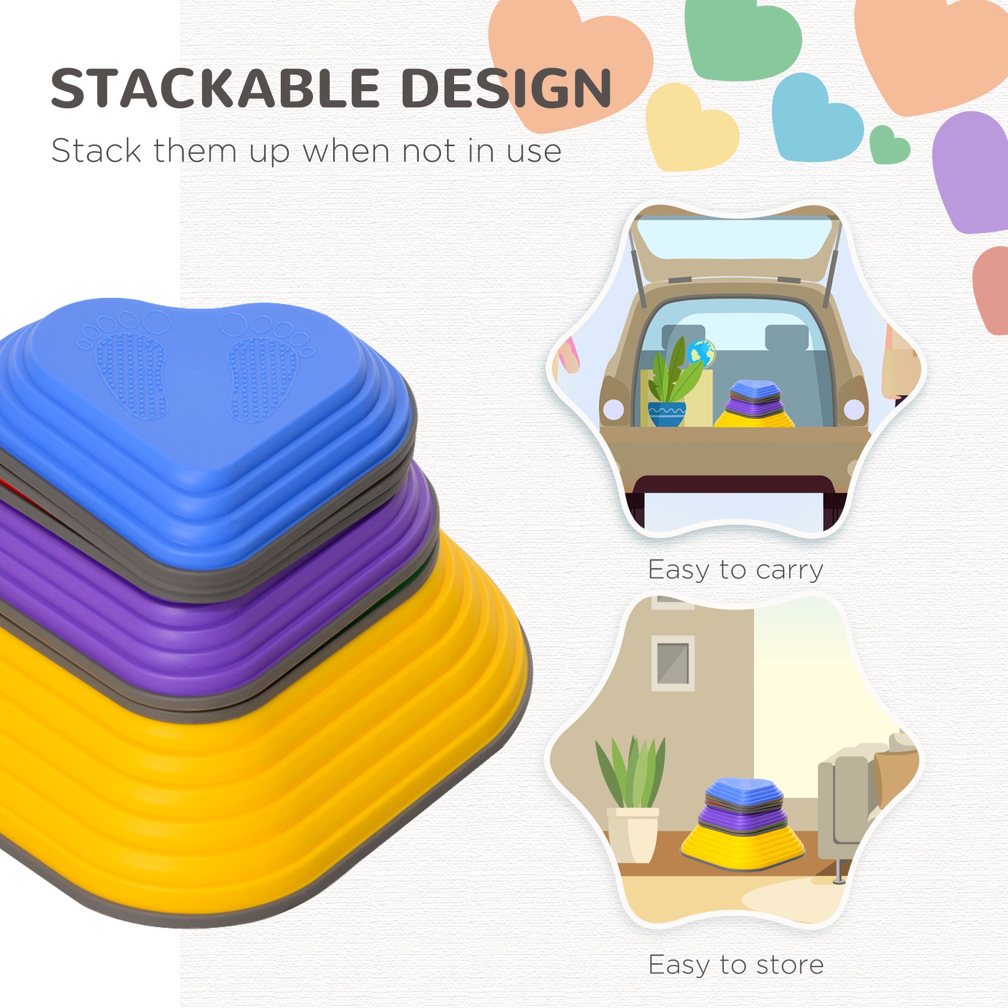 6PCs Non-Slip Stackable Kids Stepping Stones, Heart-Shaped Gym Sets & Swings at Gallery Canada