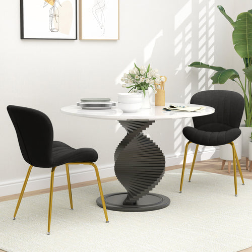Dining Chairs Set of 2, Modern Accent Chair with Cushioned Backrest, Upholstery for Living Room, Black