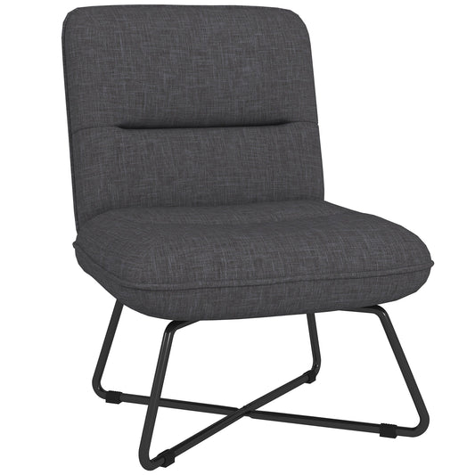 Armless Accent Chair, Upholstered Side Chair for Living Room with Crossed Steel Legs, Dark Grey - Gallery Canada