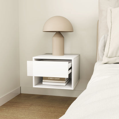 Floating Nightstand Set of 2, Wall Mounted Bedside Table with Drawer for Bedroom, White Bedside Tables   at Gallery Canada