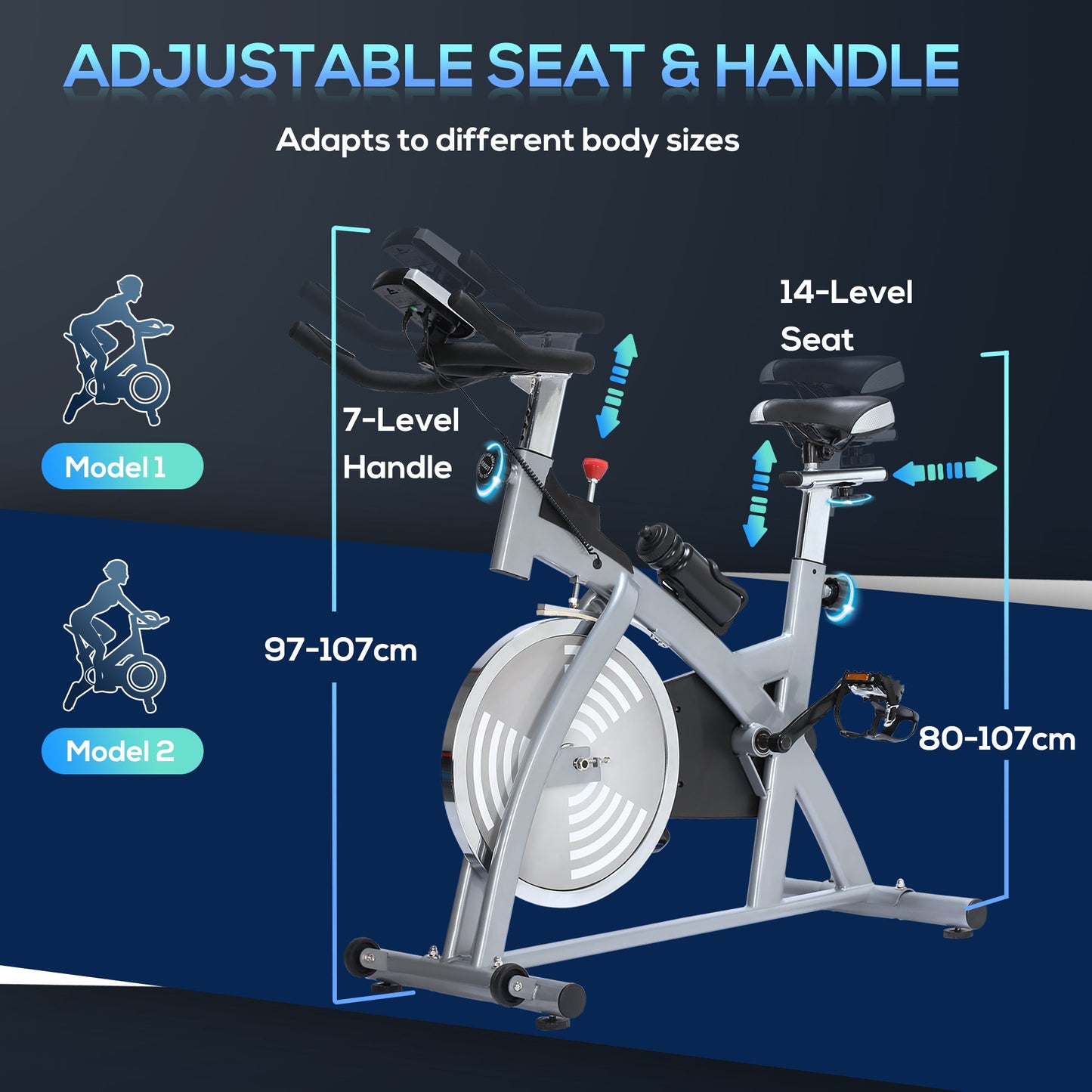 Upright Exercise Bike, Home Gym Cycling Fitness Machine, Equipment with Adjustable Resistance LCD Monitor Bottle Holder, Sliver Exercise & Stationary Bikes   at Gallery Canada