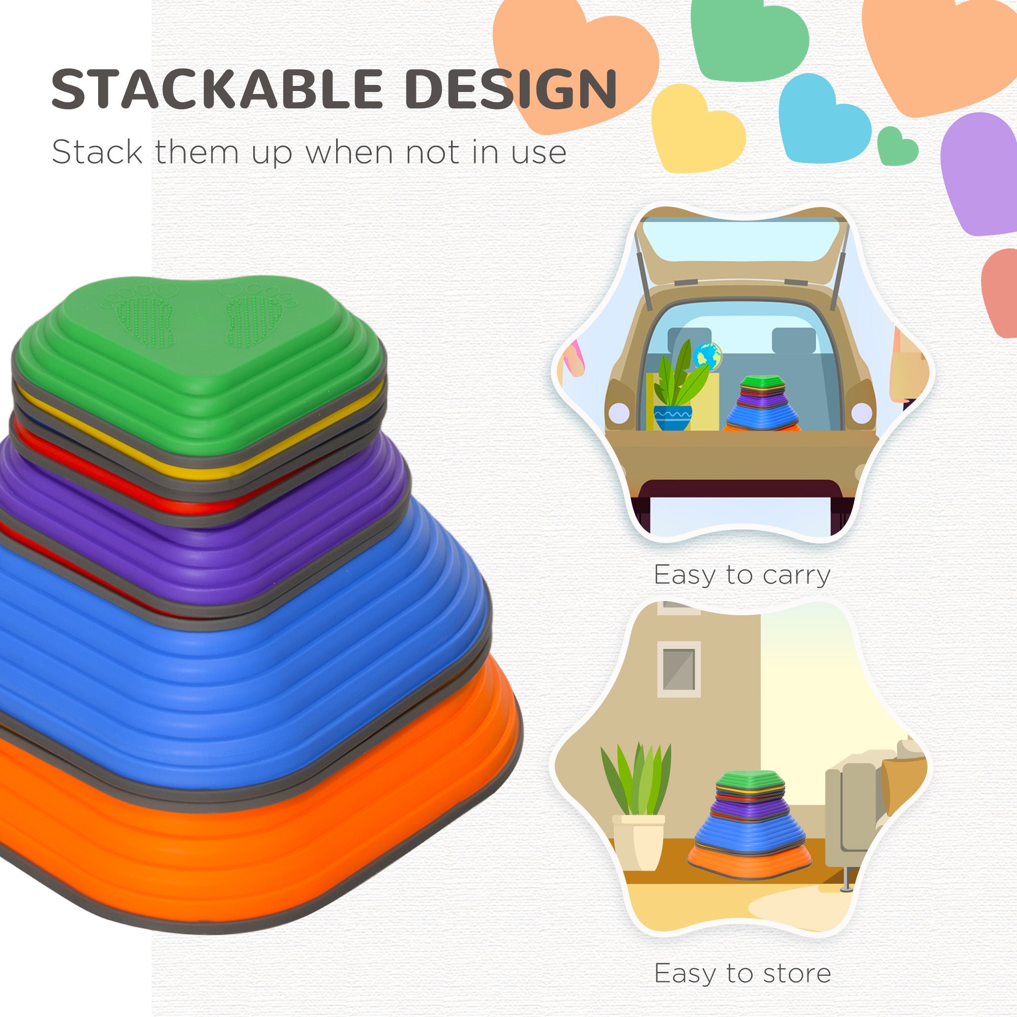 9PCs Non-Slip Stackable Kids Stepping Stones, Heart-Shaped Gym Sets & Swings at Gallery Canada