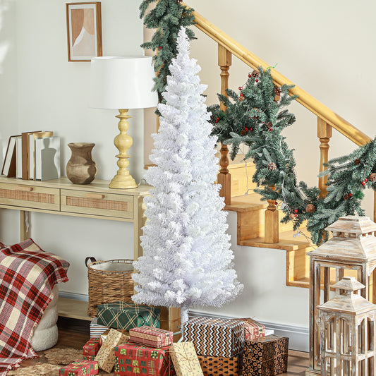 5ft White Christmas Tree, Flocked Pencil Christmas Tree with 246 Branch Tips and Metal Base for Home, Indoor, Holiday Pencil Christmas Trees   at Gallery Canada