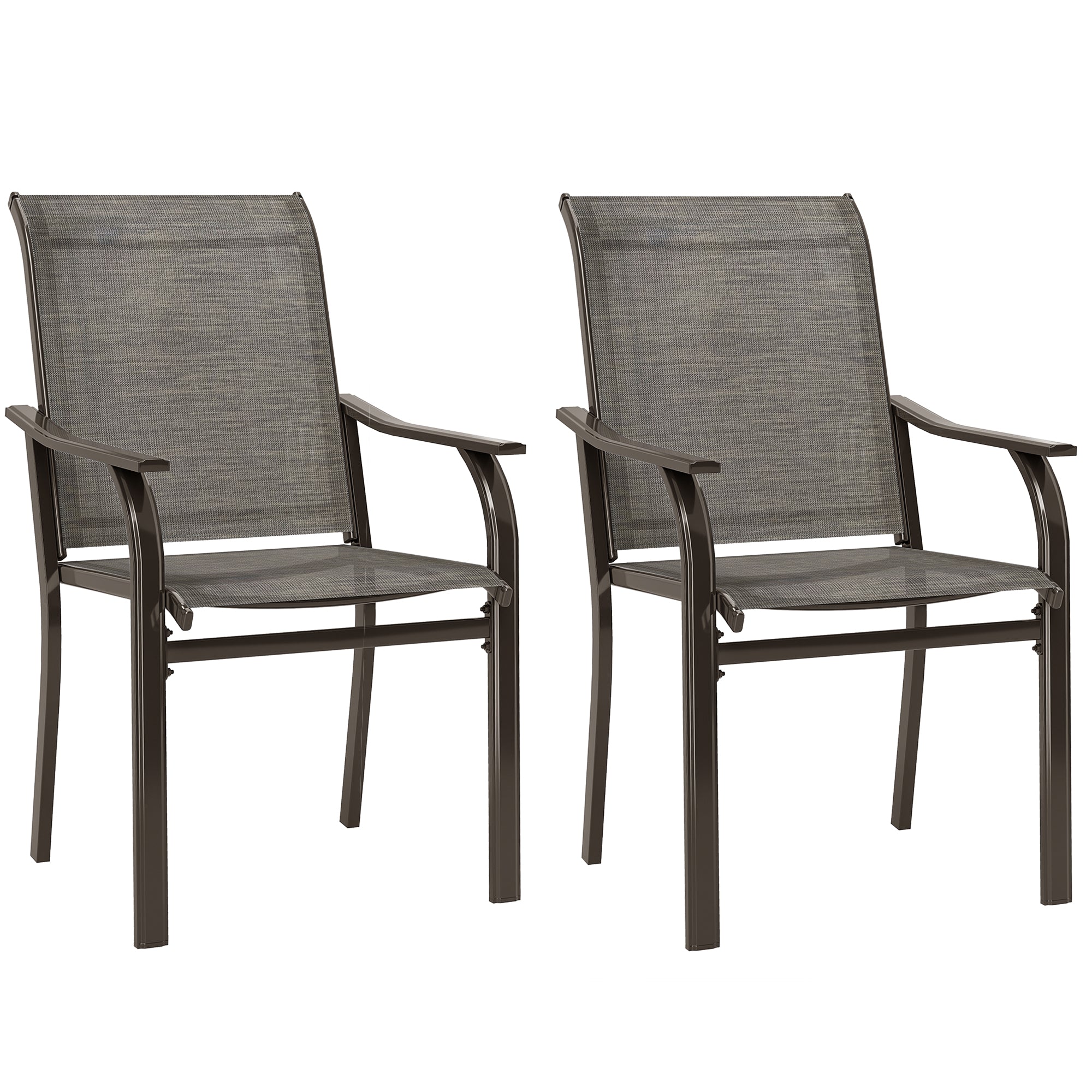 Patio Chairs Set of 2 with Armrest and High Backrest, for Backyard, Balcony, Porch, Poolside, Deck, Garden, Brown Bistro Sets at Gallery Canada