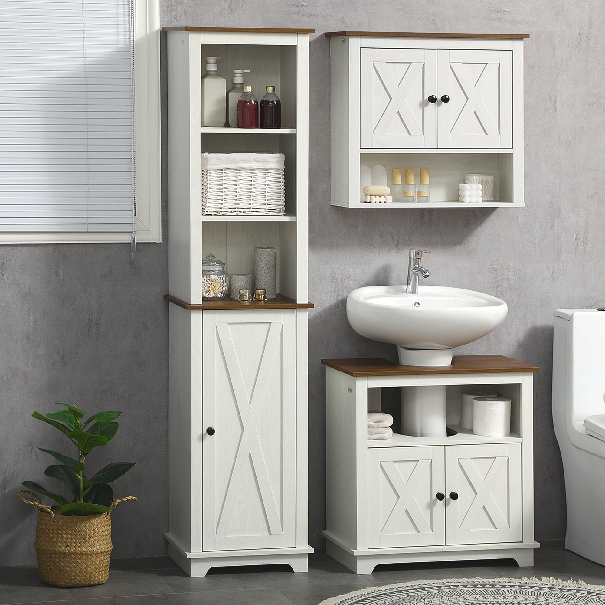 Bathroom Cabinet, Tall Storage Cabinet with Door and Adjustable Shelves, 15.6