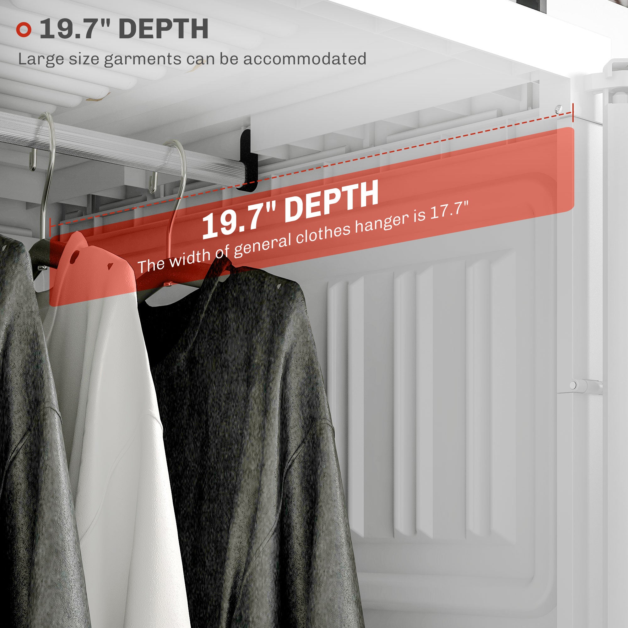 Portable Wardrobe, Foldable Clothes Storage Organzier with 5 Compartments, 2 Hanging Rod, Magnet Doors, White Clothing Storage at Gallery Canada