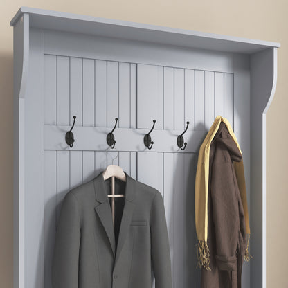 Modern 3-In-1 Entryway Hall Tree with Coat Rack, Bench and Shoe Storage, 5 Hooks for Hallway, Living Room, Grey Clothing Storage   at Gallery Canada