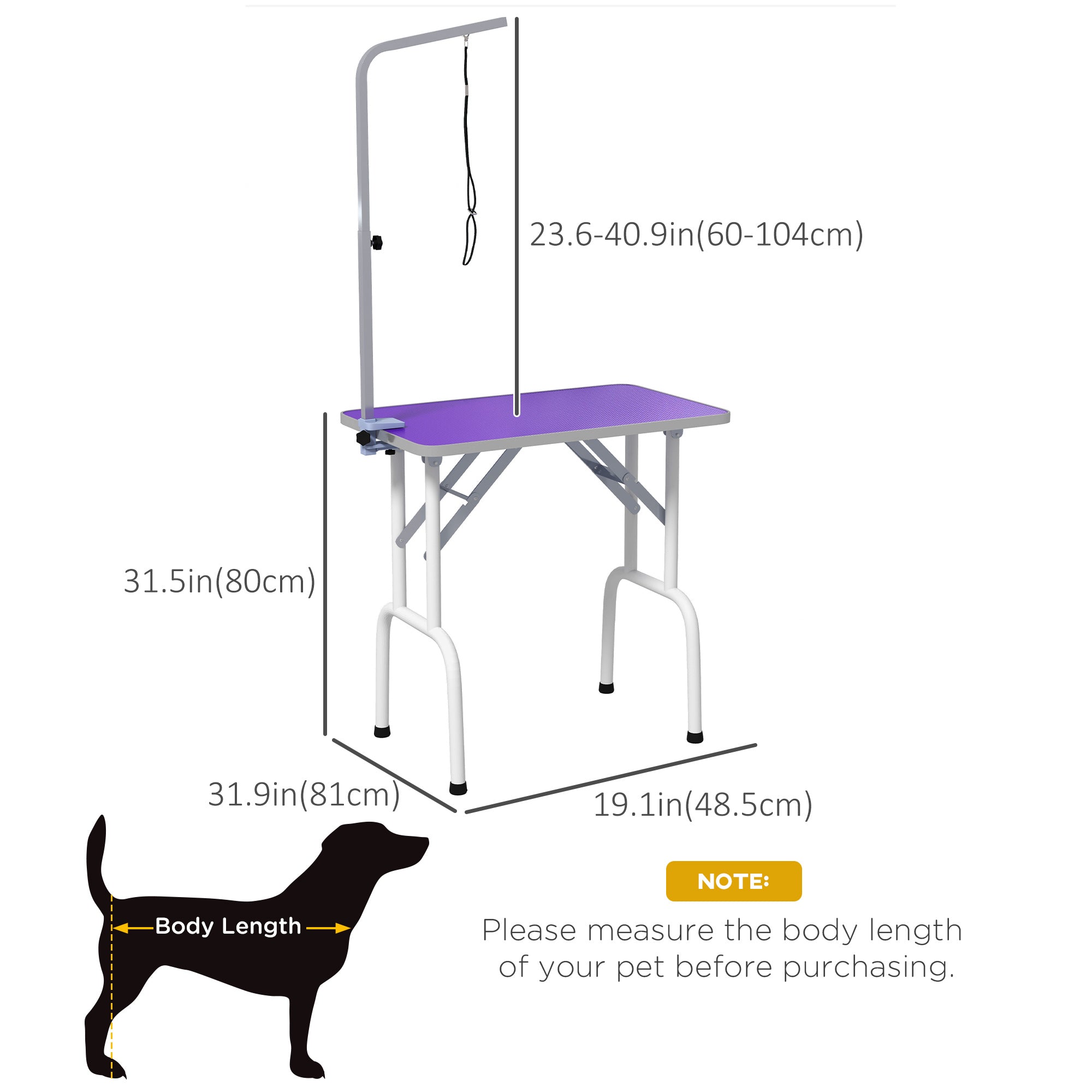 Foldable Pet Grooming Table for Dogs and Cats with Adjustable Arm, Non-slip Surface, Purple Dog Grooming Tables   at Gallery Canada