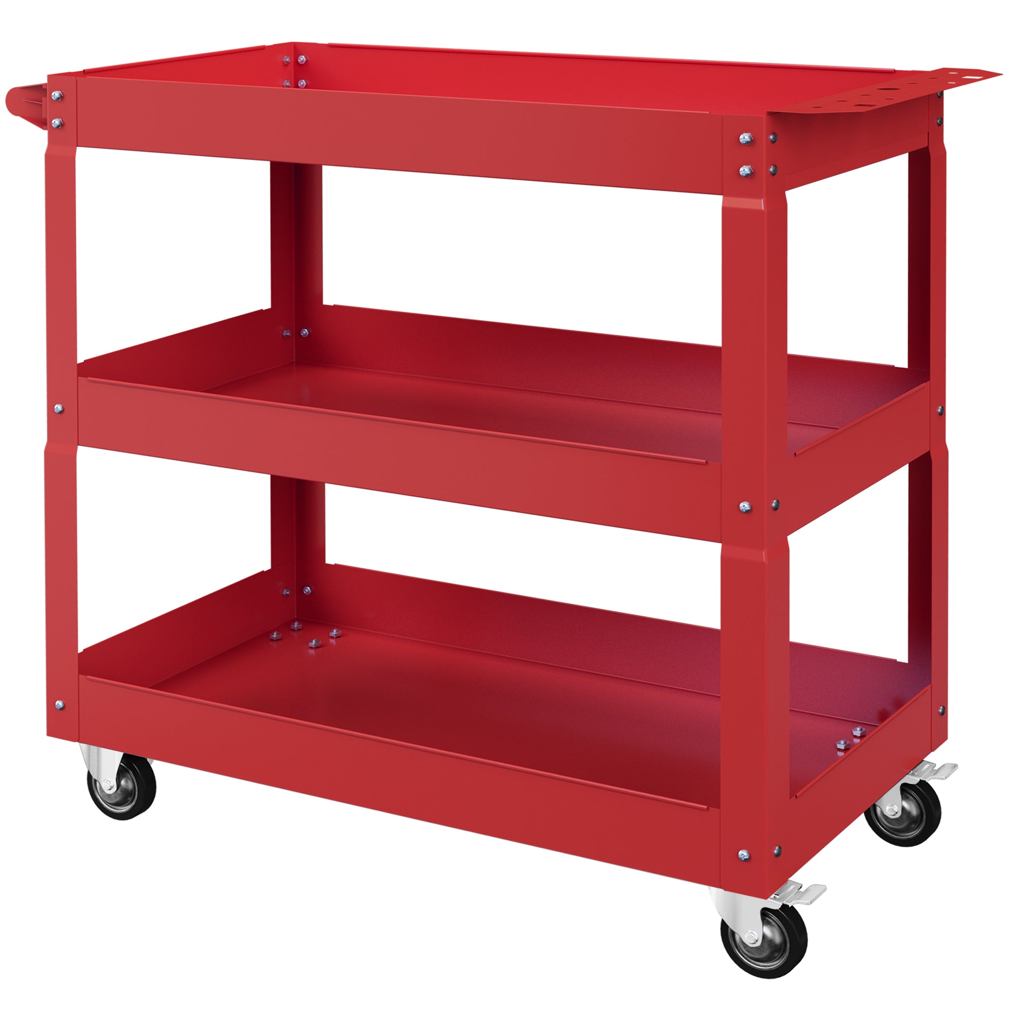 3 Tier Rolling Tool Cart with Wheels, 330 LBS Capacity Heavy Duty Utility Cart, Mobile Service Cart for Garage, Red Tool Organizers Red at Gallery Canada