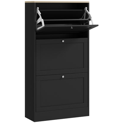 Modern Shoe Storage with 3 Flip Drawers and Adjustable Shelves, Shoe Cabinet Organizer for 18 Pairs of Shoes, Black Shoe Storage Cabinets & Racks   at Gallery Canada