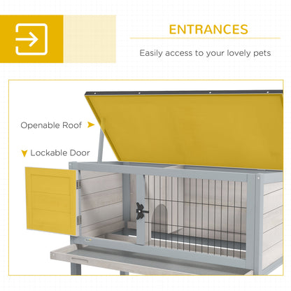 Wooden Rabbit Hutch with Openable Asphalt Roof, Tray, Grey Rabbit Hutch   at Gallery Canada