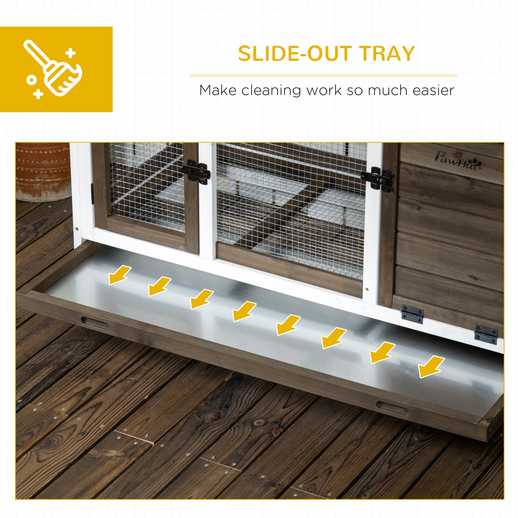 Rabbit Cage with Wheels, Ramp, Run, Tray for Indoor Outdoor, Suitable for Rabbit, Guinea Pig, Coffee Rabbit Hutch at Gallery Canada