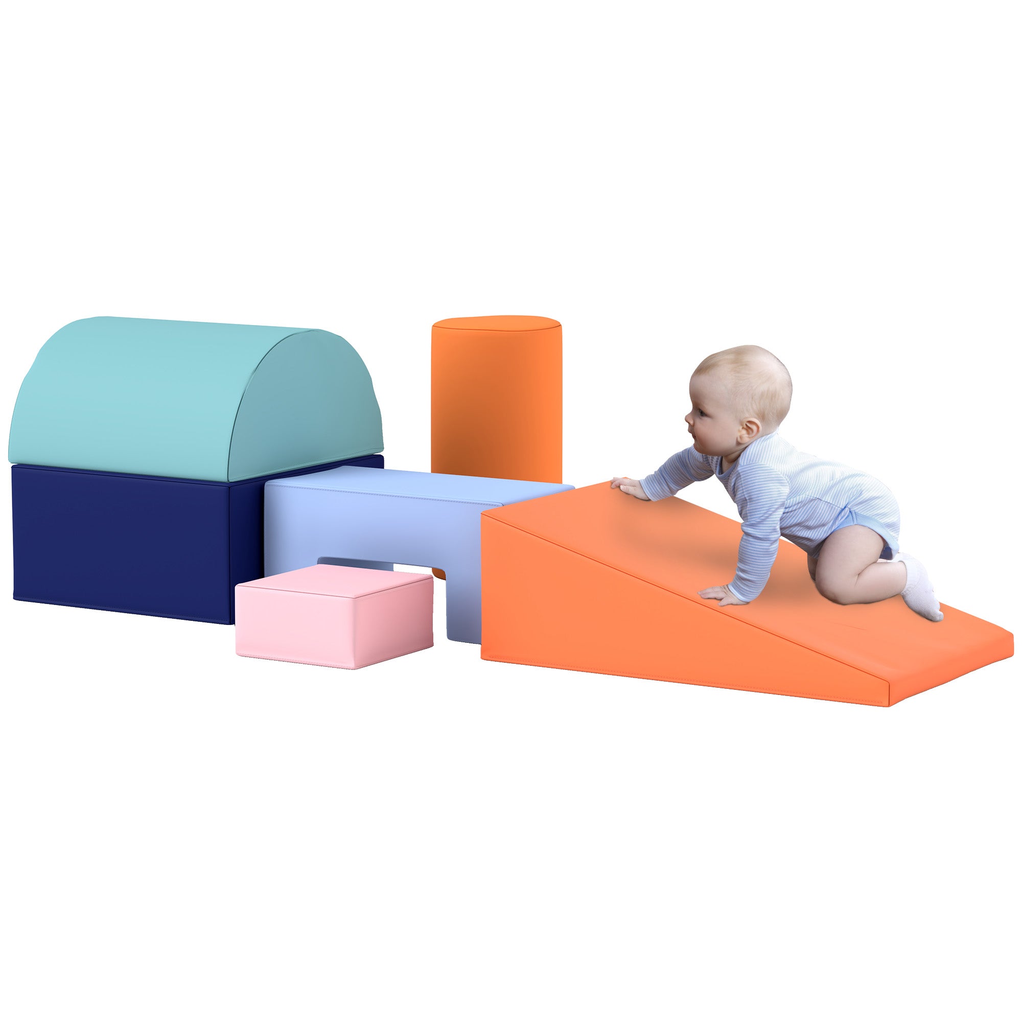 6 Piece Soft Play Equipment for Kids 6-72 Months, Orange and Blue Baby Gym & Playmats at Gallery Canada
