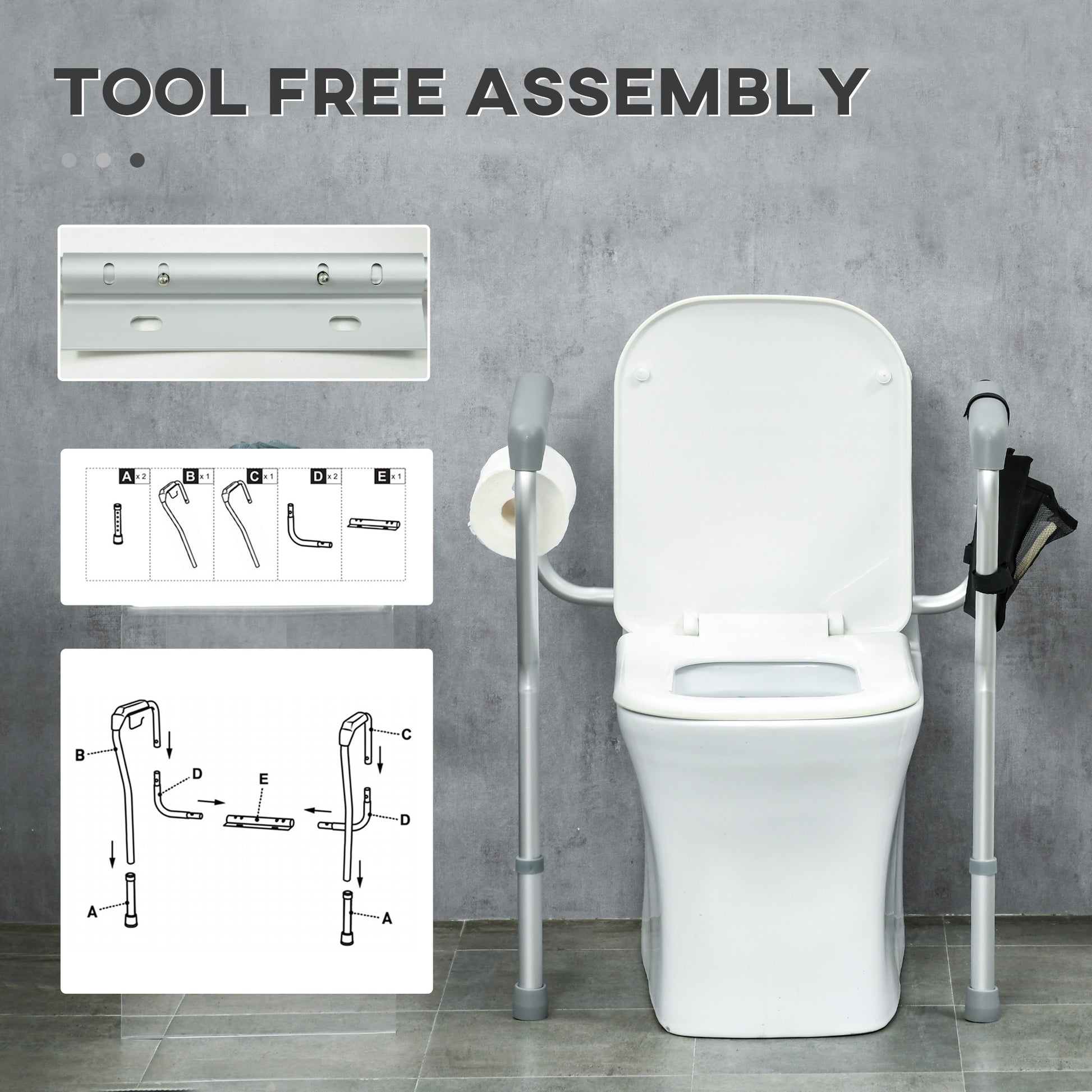 Height Adjustable Shower Chair & Toilet Safety Rail Set for Seniors, Multi Colour Bath Chairs   at Gallery Canada