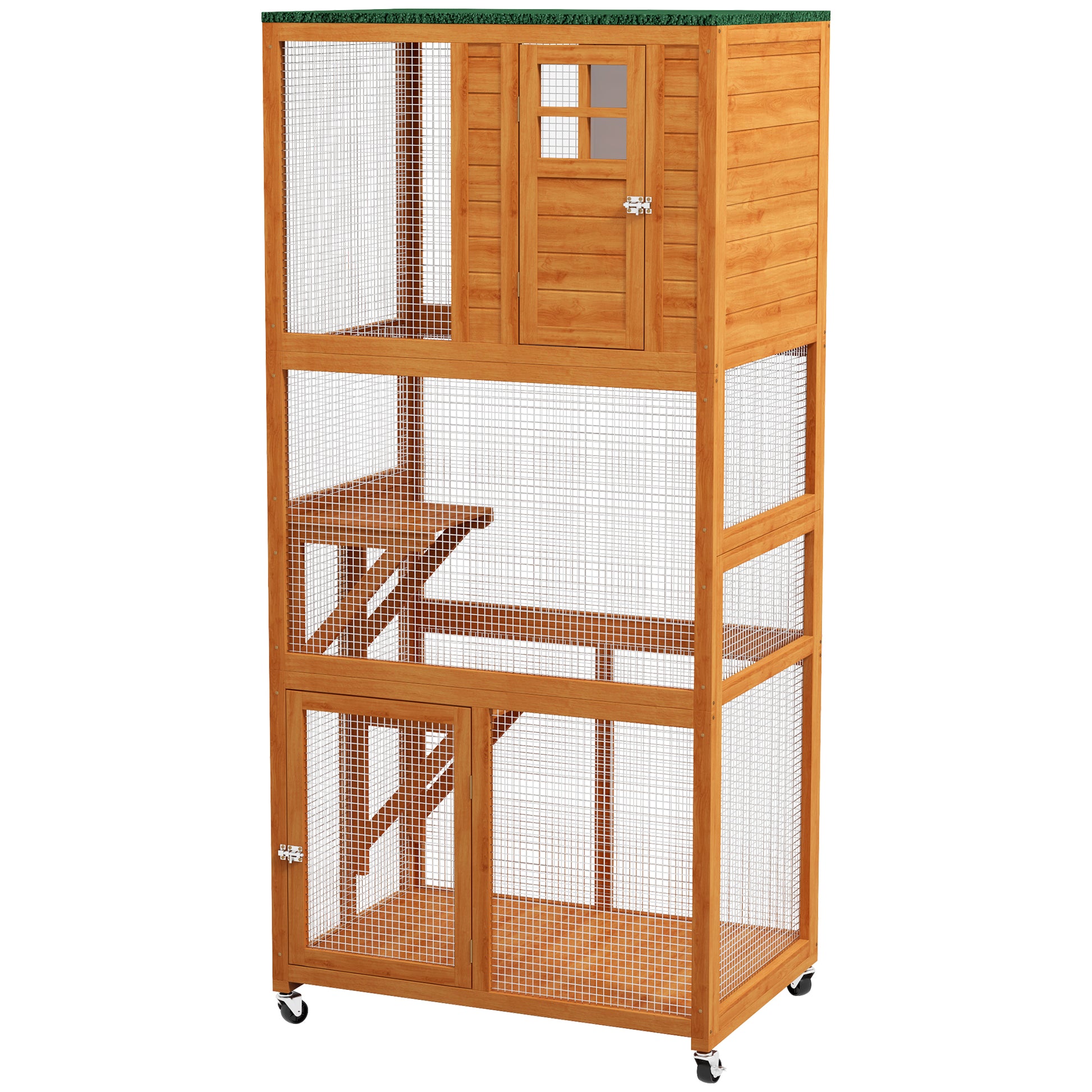 Large Catio Outdoor Wooden Cat House for 1-3 Kittens, Orange Outdoor Cat Enclosures   at Gallery Canada