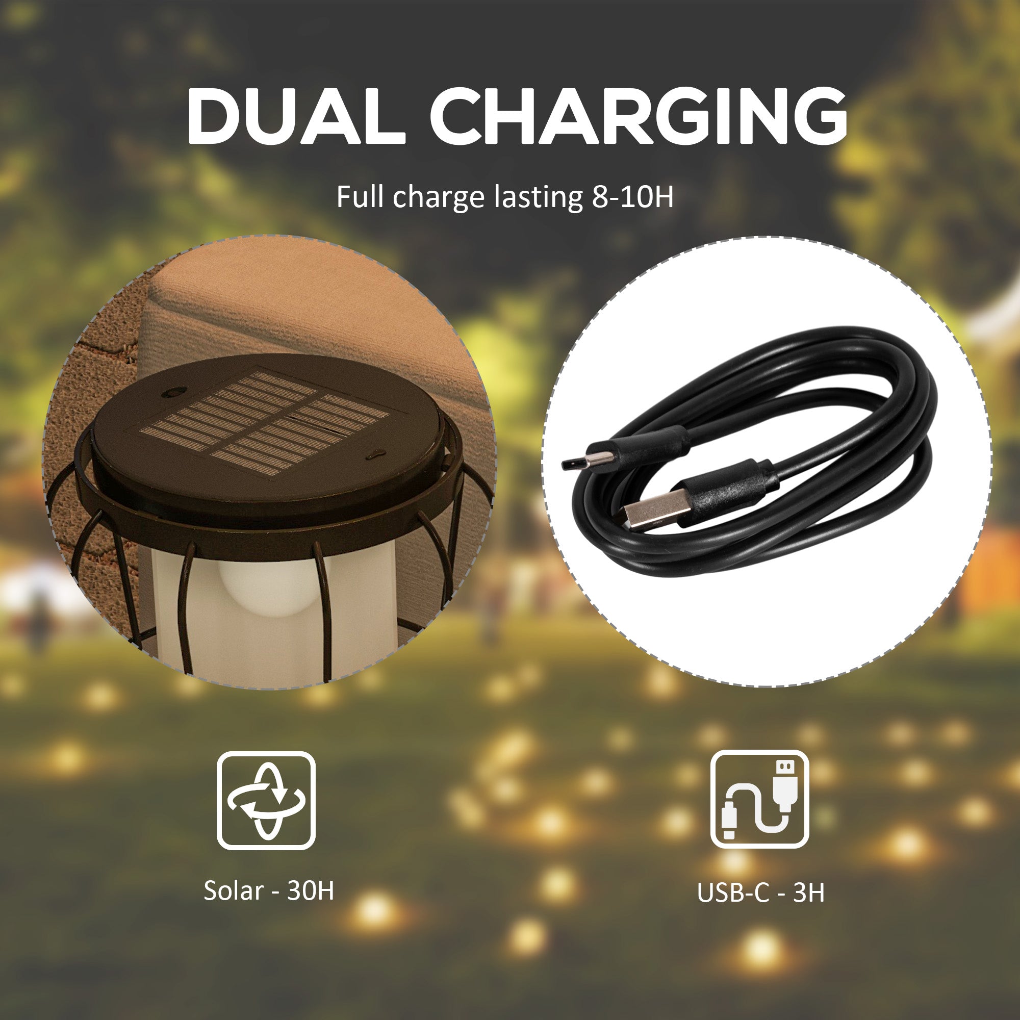 Set of 2 Solar or USB Rechargeable Lamp Set LED Accent Lantern Light with Bottom Shelf for Garden Porch Lawn Solar Post Lamps at Gallery Canada