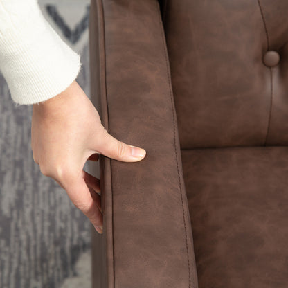 Faux Leather Armchair, Modern Accent Chair with Thick Padding for Living Room, Bedroom, Home Office, Brown Accent Chairs at Gallery Canada