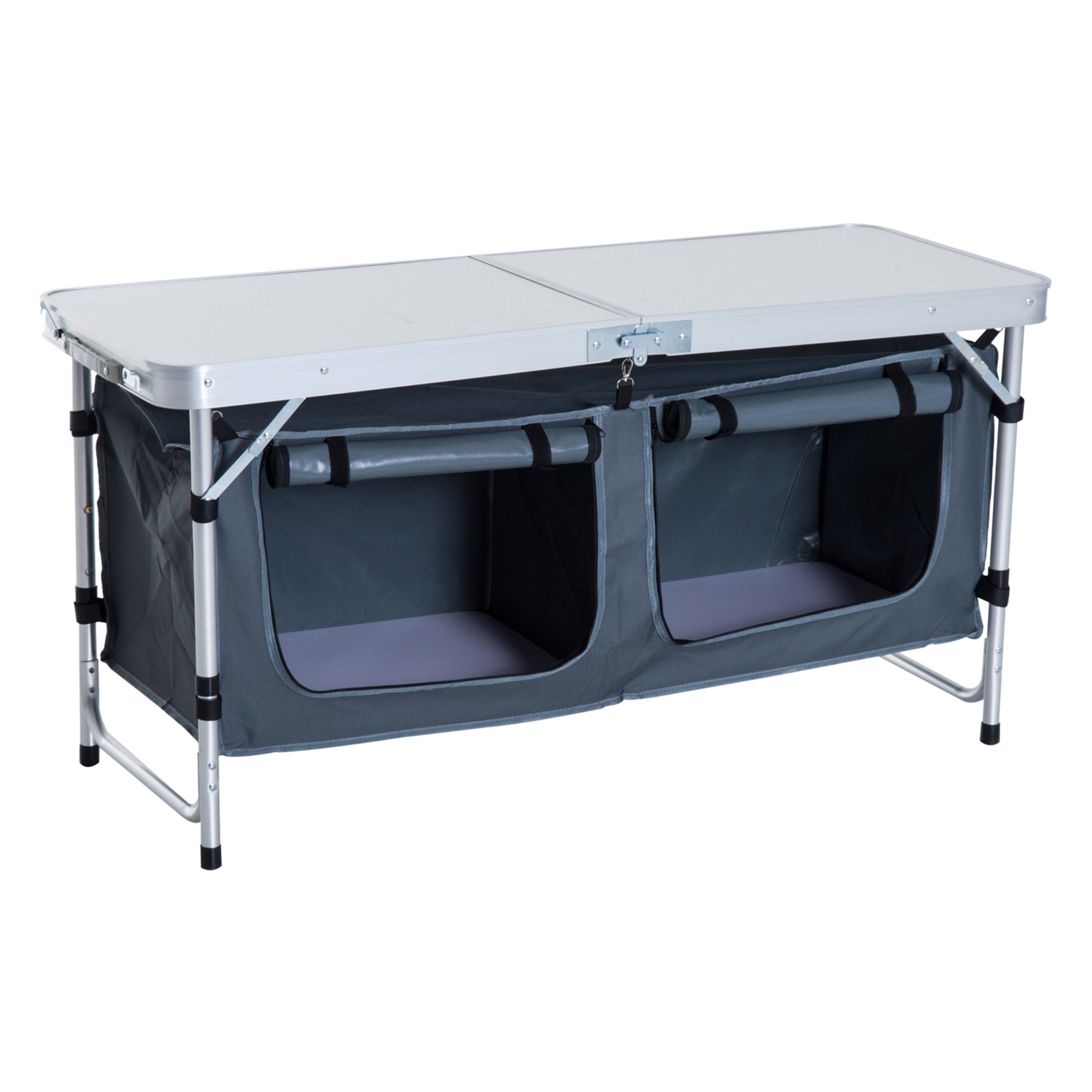 Outdoor Aluminum Folding Picnic Table Height Adjustable with Storage Organizer BBQ Camping Picnic Tables & Camping Chairs at Gallery Canada