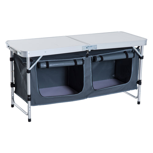 Outdoor Aluminum Folding Picnic Table Height Adjustable with Storage Organizer BBQ Camping