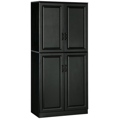 71" Freestanding Kitchen Pantry Cabinet, Storage Cabinet with 4 Hinged Doors and Adjustable Shelves, Black Kitchen Pantry Cabinets Black  at Gallery Canada