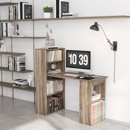 Computer Desk with Storage, PC Table with Bookshelf for Home Office, Study Room, Gray Writing Desks   at Gallery Canada