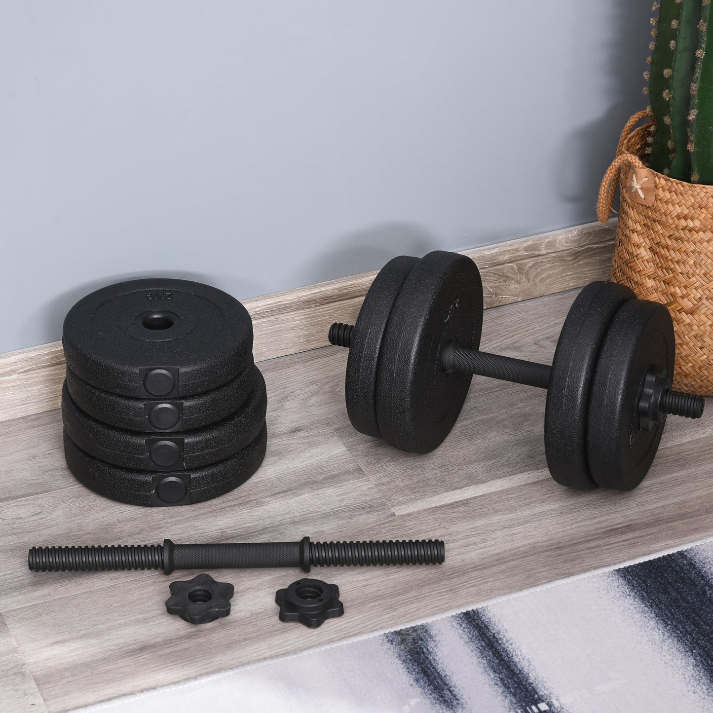 Adjustable 2 x 22lbs Weight Dumbbell Set for Weight Fitness Training Exercise Fitness Home Gym Equipment, Black (Pair) Dumbbells & Barbells   at Gallery Canada