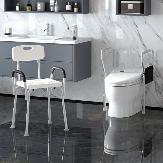 Height Adjustable Shower Chair & Toilet Safety Rail Set for Seniors, Multi Colour Bath Chairs   at Gallery Canada