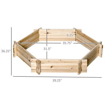 39" x 36" Screwless Hexagon Planter Box, Raised Garden Bed, Herb Garden for Vegetables, Flowers, Natural Wooden Planter Boxes   at Gallery Canada