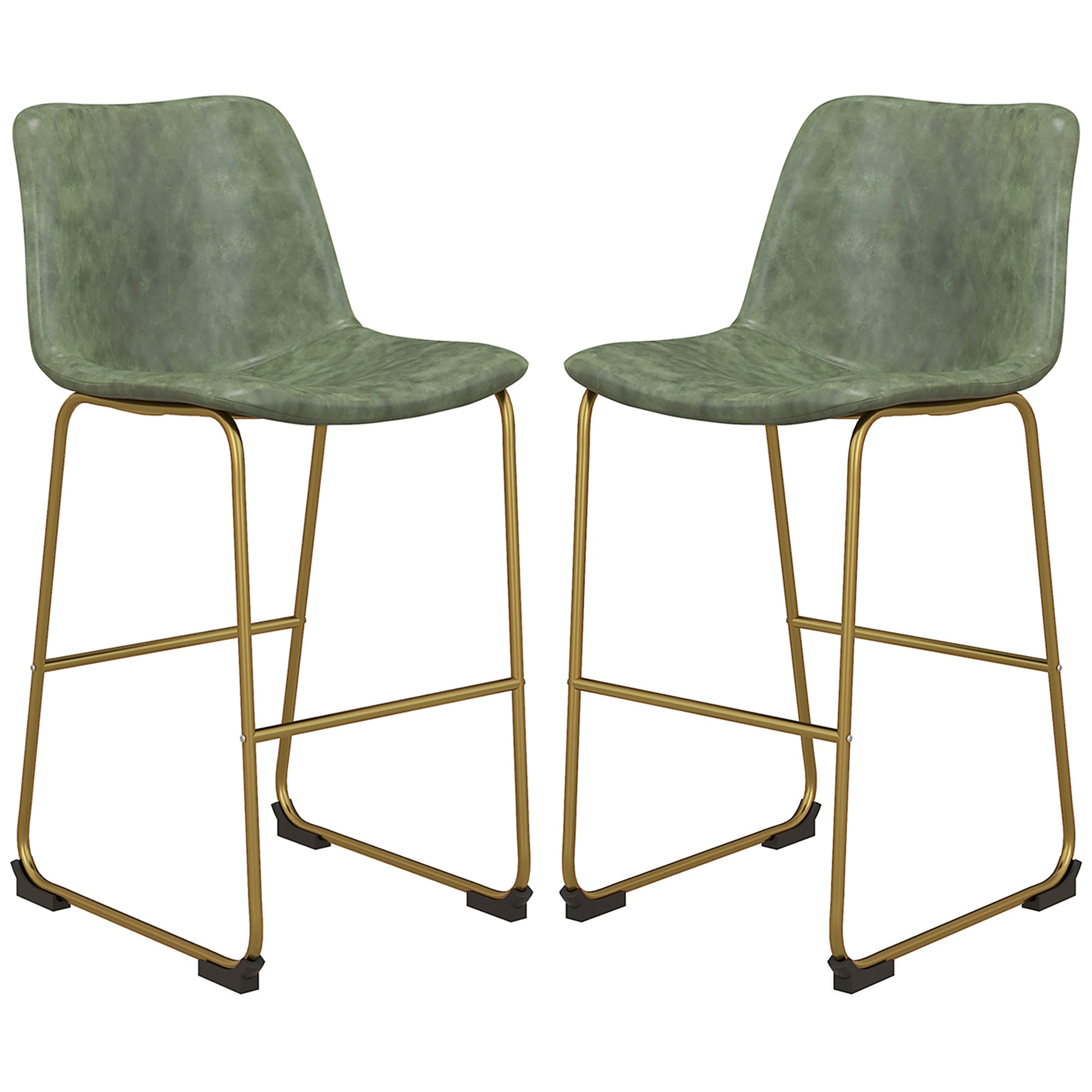 Bar Height Stools Set of 2, PU Leather Upholstered Stools for Kitchen Island, Modern Bar Chairs, Dark Green Bar Stools Multi Colour  at Gallery Canada