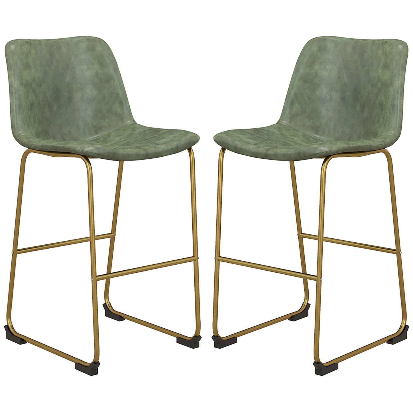 Bar Height Stools Set of 2, PU Leather Upholstered Stools for Kitchen Island, Modern Bar Chairs, Dark Green Bar Stools Multi Colour  at Gallery Canada