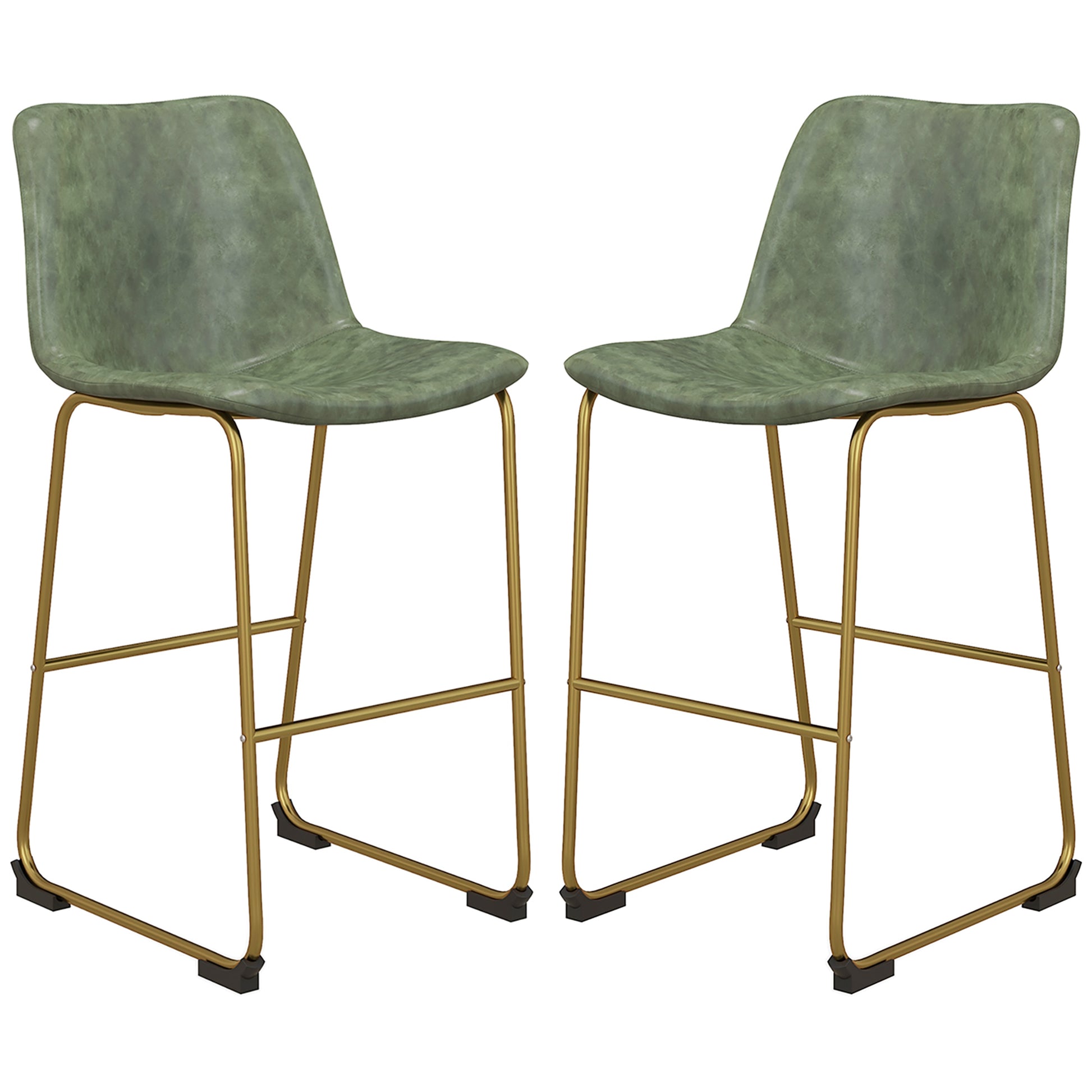 Bar Height Stools Set of 2, PU Leather Upholstered Stools for Kitchen Island, Modern Bar Chairs, Dark Green Bar Stools Multi Colour  at Gallery Canada