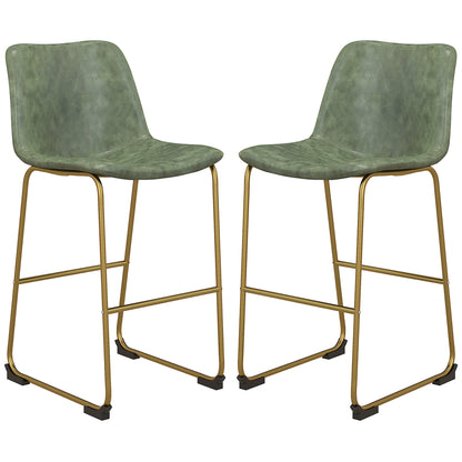 Bar Height Stools Set of 2, PU Leather Upholstered Stools for Kitchen Island, Modern Bar Chairs, Dark Green Bar Stools Multi Colour  at Gallery Canada