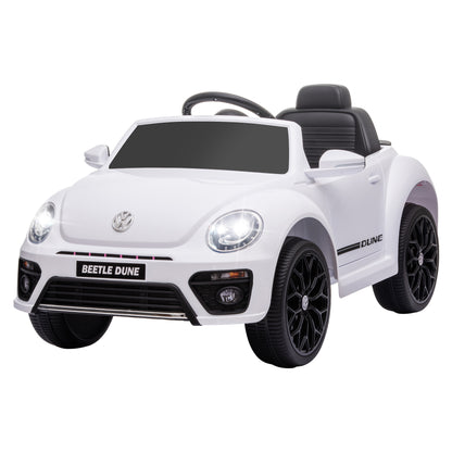 12V Volkswagen Beetle Licensed Electric Car for Kids w/ Remote Control, 4 Spring Suspension Wheels, Soft Start, White Electric Toy Cars   at Gallery Canada