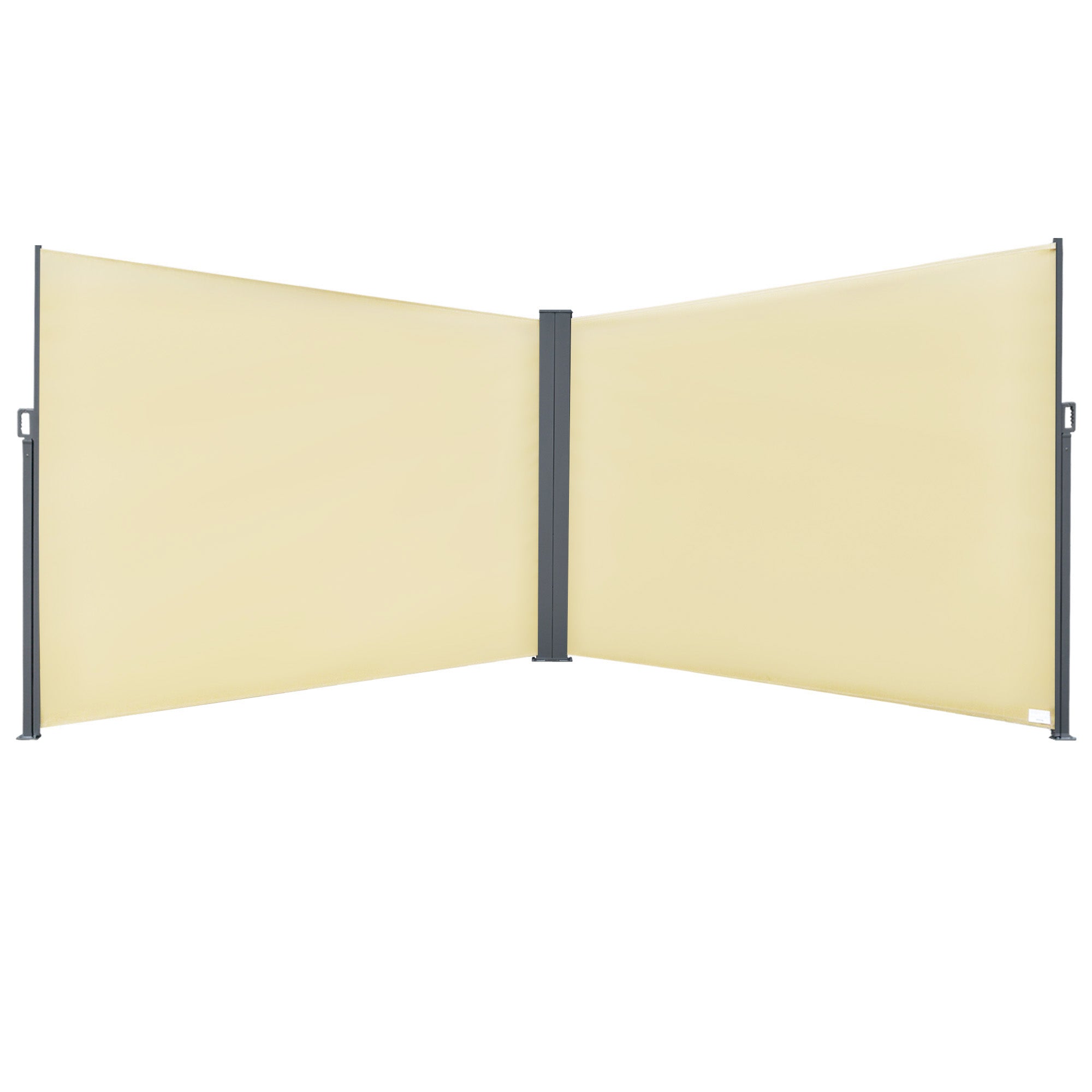 Patio Retractable Double Side Awning, Folding Privacy French Screen Fence, Privacy Wall Corner Divider, Garden Outdoor Sun Shade Wind Screen, Indoor Room Divider, Beige Side Awnings Beige at Gallery Canada