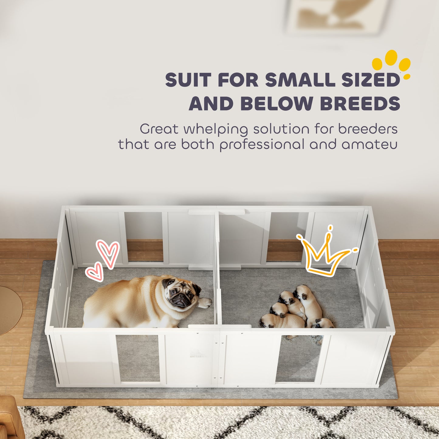 Whelping Box for Dogs and Puppies, Dog Birth Supplies Indoor w/ Adjustable Height Doors, for Small Sized Dogs Houses, Kennels & Pens   at Gallery Canada