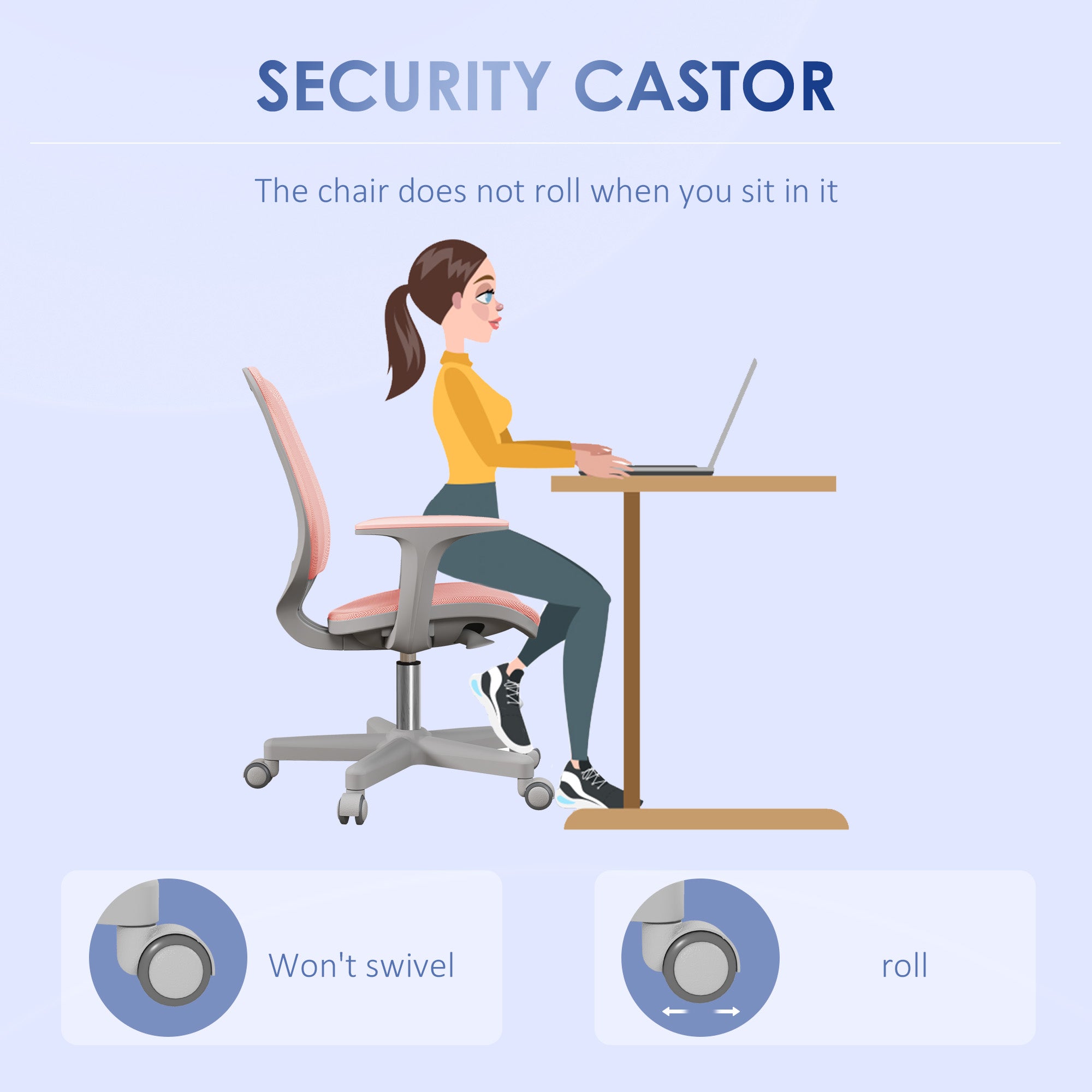 Office Chair, Small Computer Desk Chair with Mesh Back, Swivel Security Castors, Arm, Pink Task Chairs at Gallery Canada
