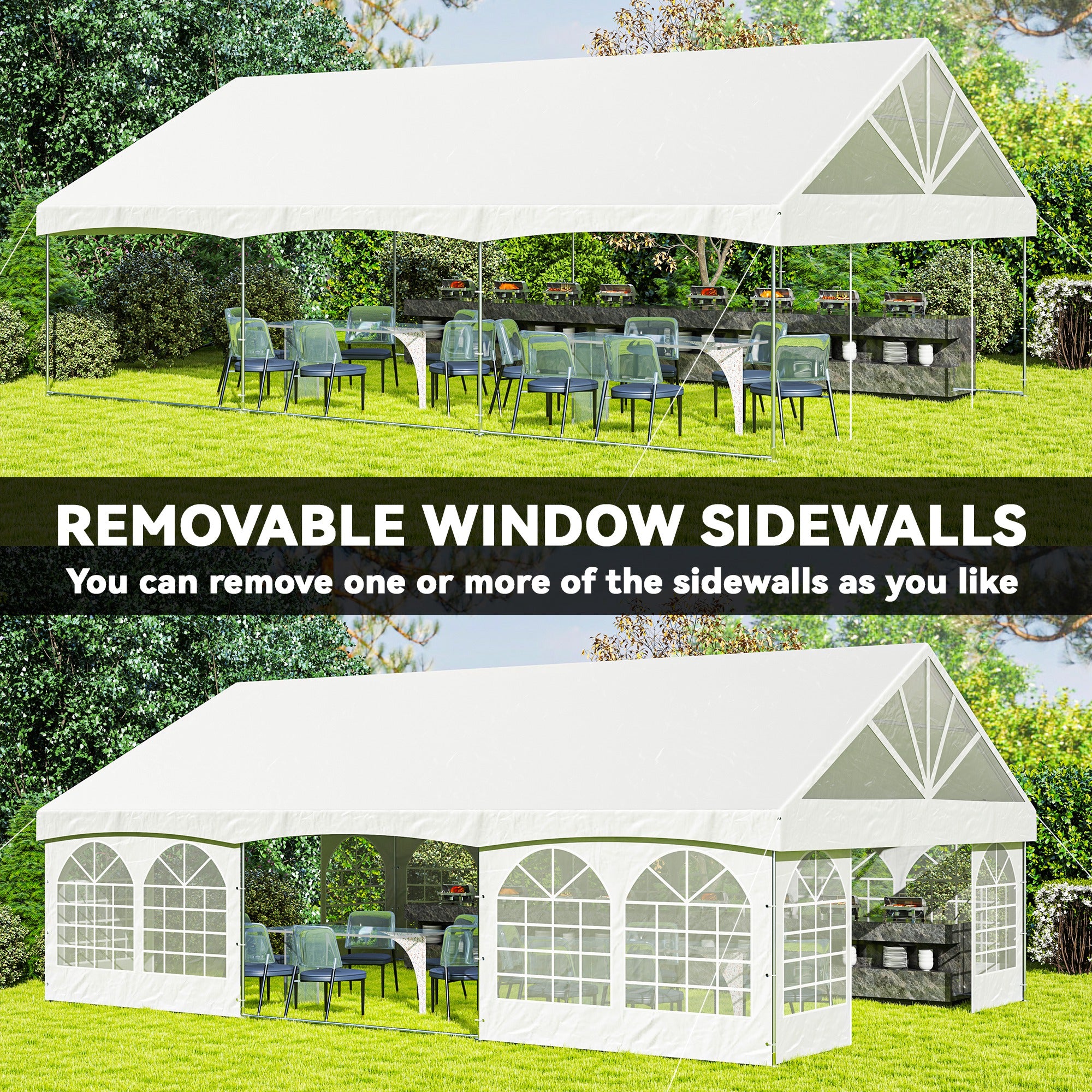 20' x 30' Heavy Duty Party Tent, Galvanized Outdoor Canopy Event Tent with Removable Window Sidewalls and Carry Bags Gazebos at Gallery Canada