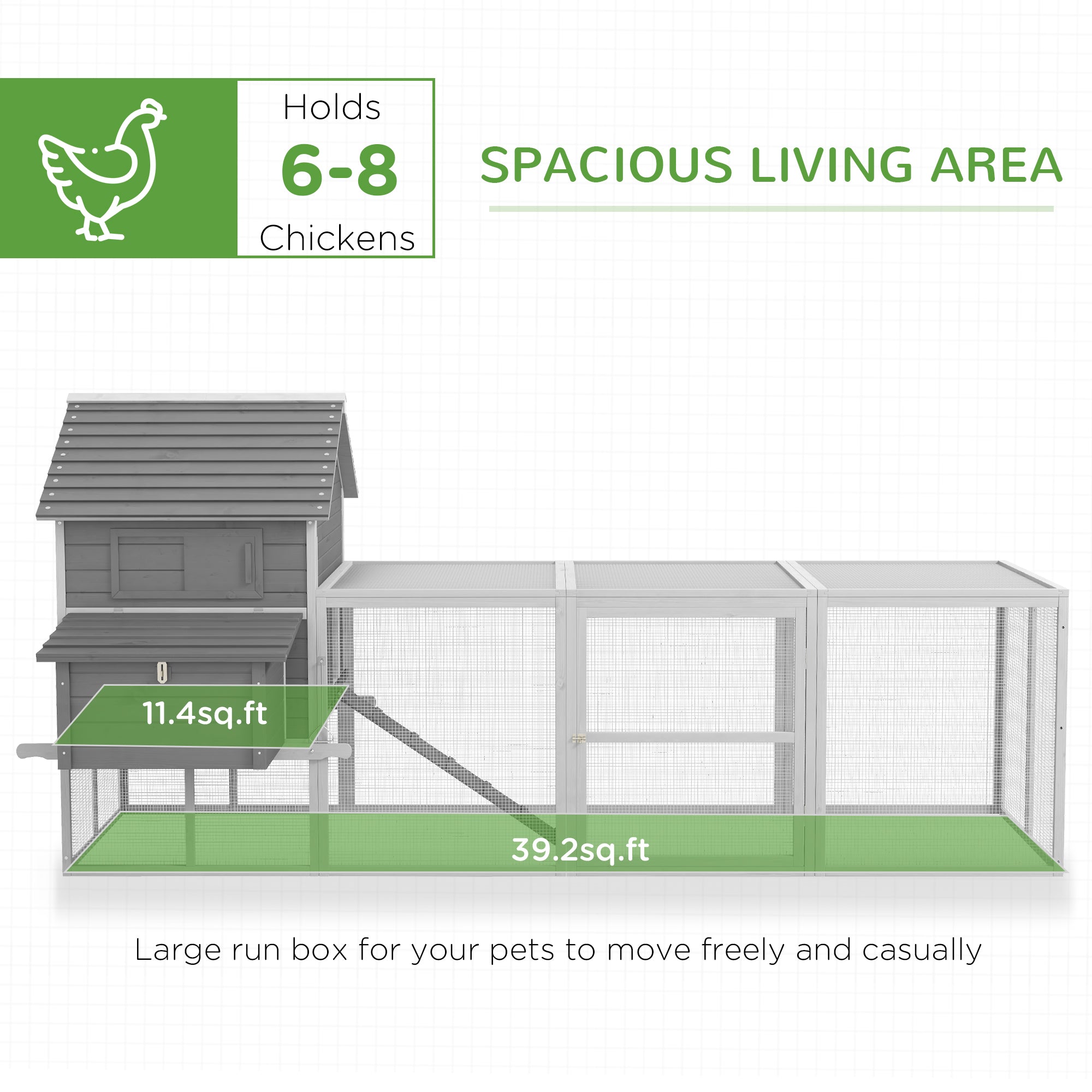 Wooden Chicken Coop with Nesting Boxes, Run, Doors, Tray, Ramp for 4-6 Chickens Chicken Coops   at Gallery Canada