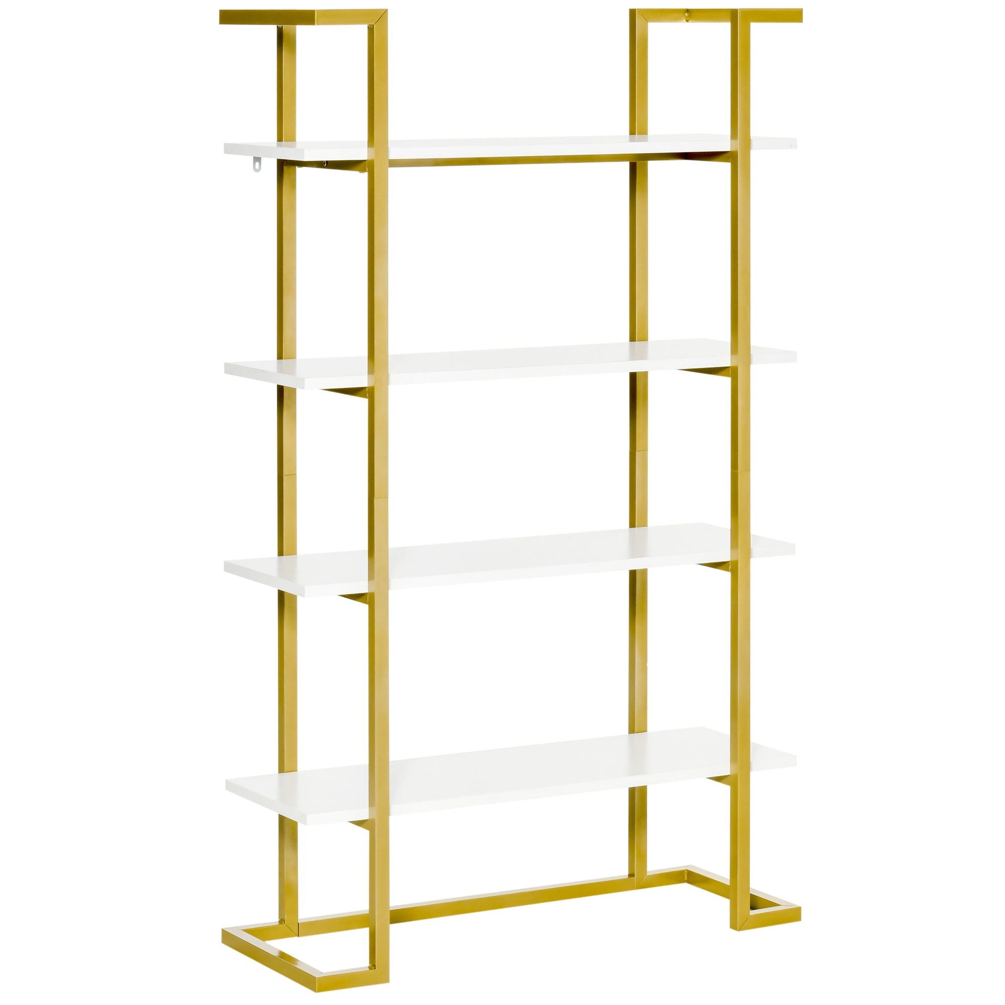 4-Tier Bookshelf, Bookcase Ladder Shelf with Stable Metal Frame, Tall Organizer Multifunctional Rack for Living Room, Bedroom, Kitchen, White and Gold Display Bookshelves Multi Colour  at Gallery Canada