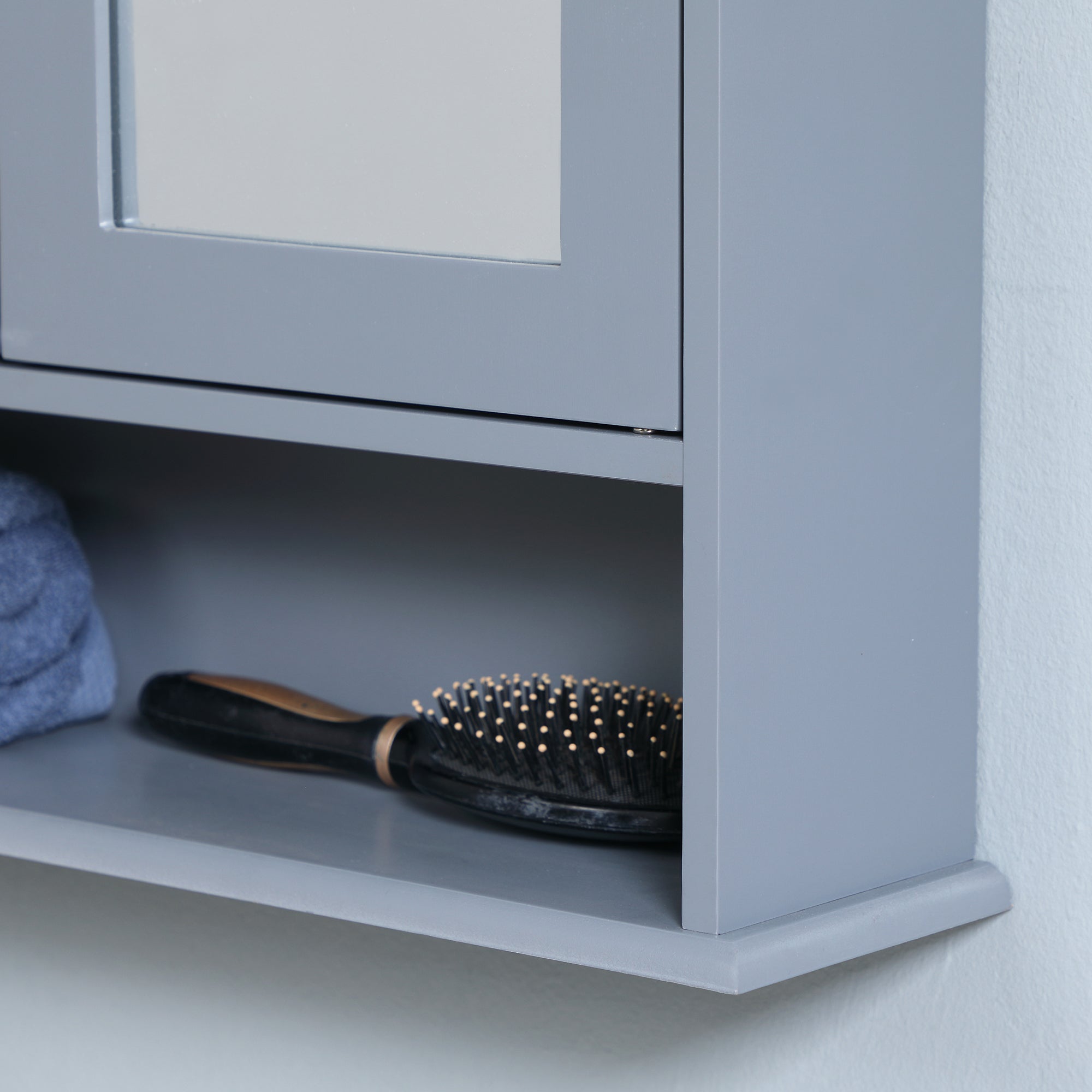 Medicine Cabinet, Wall-Mounted Bathroom Mirror Cabinet with Double Doors, Open Shelf, and Adjustable Shelf, Modern Bathroom Wall Cabinet, Grey Mirror Medicine Cabinets at Gallery Canada