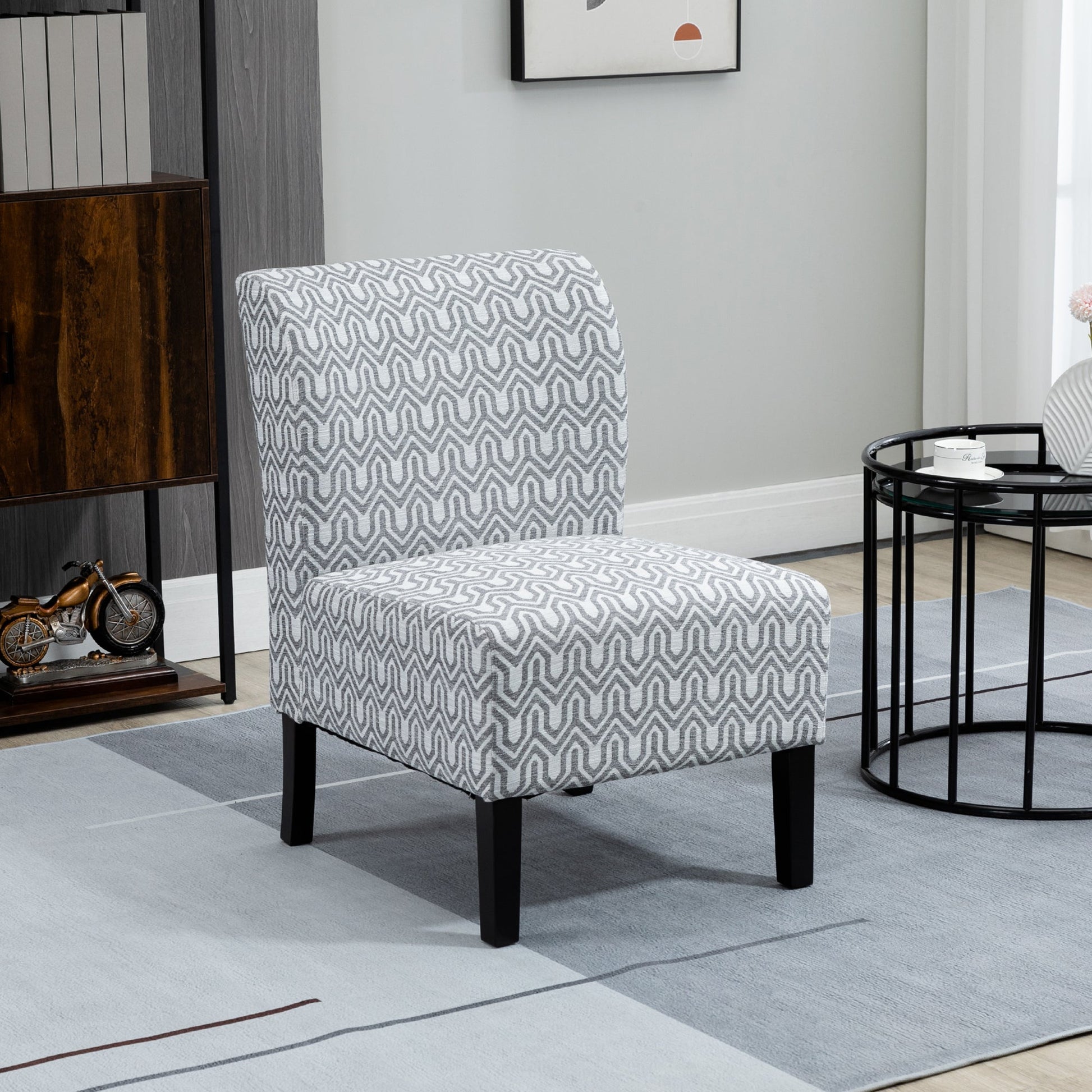 Armless Accent Chair for Bedroom, Upholstered Slipper Side Chair for Living Room with Wood Legs, Grey Accent Chairs   at Gallery Canada