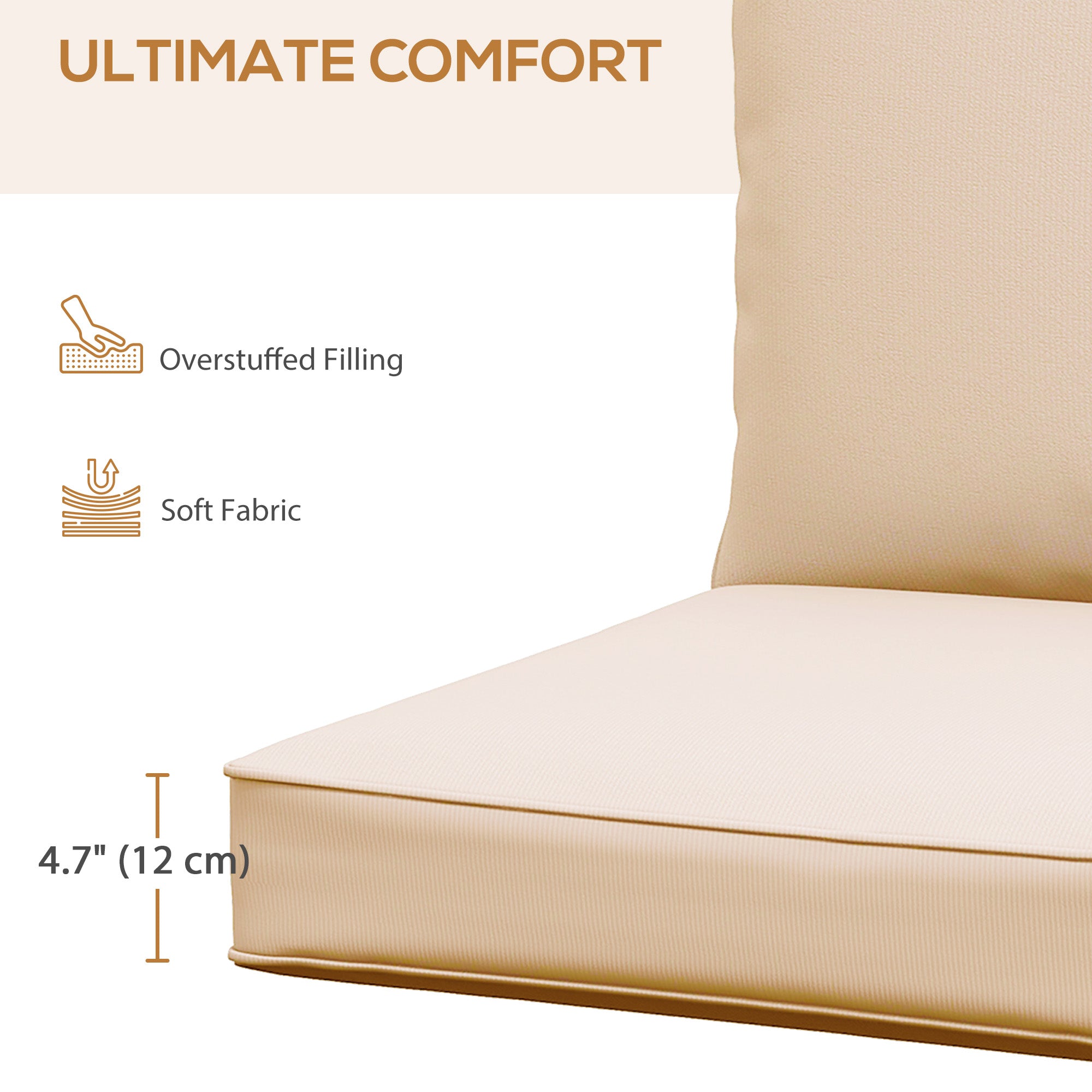 Patio Chair Cushions, Thick Deep Seat Outdoor Seat Cushion with Back Cushion, Beige Patio Chair Cushions at Gallery Canada